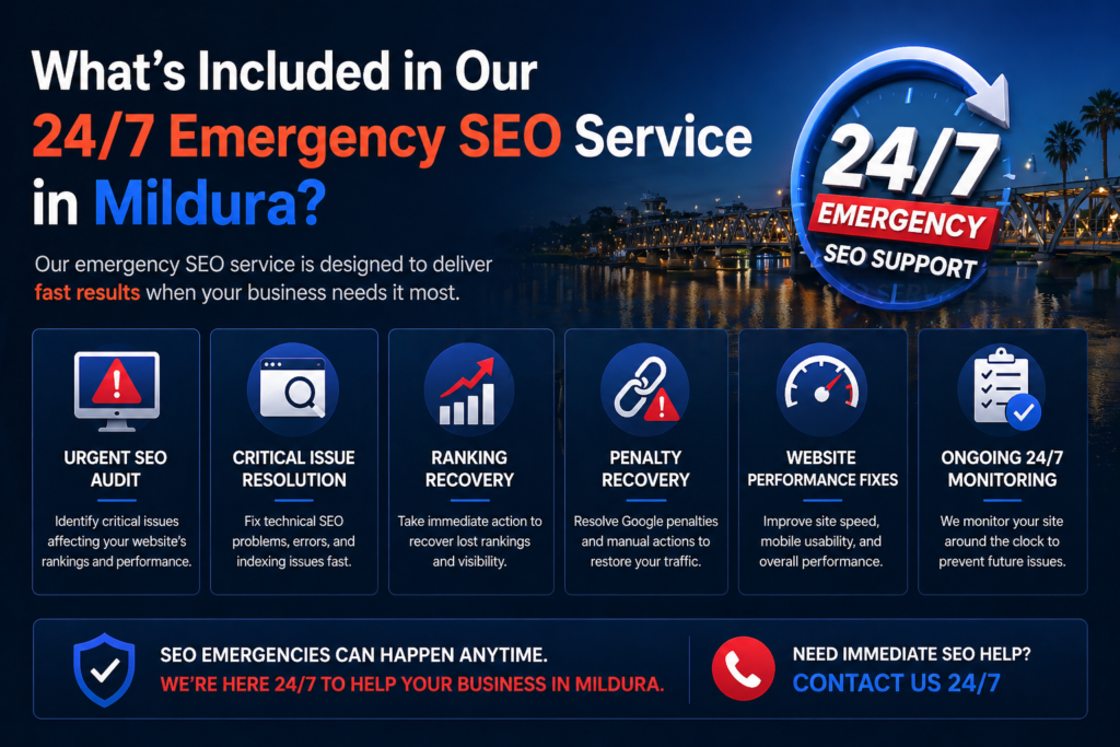 what’s included in our 247 emergency seo service in mildura